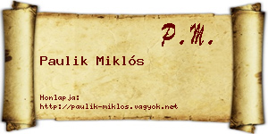 Paulik Miklós névjegykártya